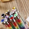 Ballpoint Pen Beautiful Lady Rainbow Crystal Diamond Ball Unique Design Layer 11 Color