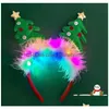 LED -ren gevir pannband lyser upp julen Santa Tree Elf Hat Hårband Nyårshuvudbonader Favors Red Drop Delivery DHBP2