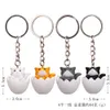 Porte-clés mignon petit chat coquille d'oeuf porte-clés pour femmes hommes Kawaii chaton clés de voiture porte-clés bibelot sac pendentif porte-clés cadeau dessin animé Animal Design bijoux accessoires