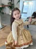 Vestidos da menina lolita vestido para crianças outono manga longa festa de aniversário bonito meninas vestido de baile arco crianças vestidos 3 a 8 anos de idade