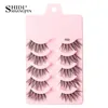 3 PCFalse Eyelashes 5 Pairs Half False Eyelashes Clear/Black Band Eyelashes Crisscross Mink Lashes Handmade Fluffy Dramatic Fake Lashes Makeup Tool Z0428