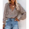 Casual Dresses V Neck Corset Bohemian Vacation Mini Dress Women Elegant Fashion Cheetah Print Ruffles Lång ärm