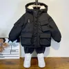 Down Coat Winter Cotton Jacket 38Y Hooded Boys Black Children Outerwear Clothing Teenage Kids Parka Padded Snowsuit 231128