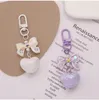 Keychains Acrylic Heart Shape Keychain Cover Apple AirPods Shockproof Earphone Keyring Imitation Pearl Wave Point Bowknot Pendant Key Ring