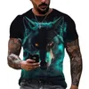 Herren T-Shirts Männer O-NeckT-Shirts 3D-Löwen-Druck-Hemd für Freizeit Kurzarm Mode Tiermuster Sommer Hip Hop Harajuku Übergroße Tops