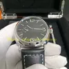 Echte foto met originele doos Horloge Heren zwarte wijzerplaat roestvrijstalen lederen band PAM 00754 Transparante achterkant Automatische mechanische herensporthorloges Polshorloges