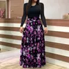 Robes décontractées Robe de Noël pour femmes O-Cou Manches longues Hem Tunique imprimée All Match Soirée Soirée Bal Plus Taille