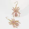 Ciondola gli orecchini Lalynnly Halloween Fashion Sweet Pink Color Spider Pattern strass goccia per le donne regalo gioielli all'ingrosso E9871