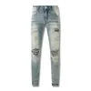 Luxurys Designers Jeans Distressed France Fashion Pierre Straight Men Biker Hole Stretch top Denim Casual Jean Men Skinny Pants Elasticity Male Ripped Trousers Man