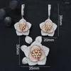 Halskette Ohrringe Set ModemAngel Mode dreifarbiger Blumenring Kubikzirkon Damen Hochzeit Bijoux Bijouterie Geschenk