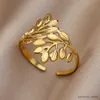 Band Rings Stainless Steel Rings for Women Men Vintage Gold Color Female Male Finger Ring Wedding Aesthetic Jewelry Gift 2023 R231130