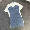 Projektantka marki marki odzieży kobiety letnia spódnica z krótkim rękawem moda na piersi wysokiej jakości sukienka nov27