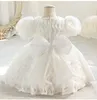 女の子のドレスベビー子供用ドレス最初の誕生日パーティーウェディングボールビッグボウホワイトサマー服