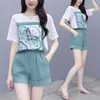 Tute da donna Tuta per il tempo libero Abiti estivi versione coreana Set Pantaloncini corti per giovani studenti 2 Abiti moda donna in due pezzi Z55