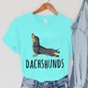 Women's T Shirts Stretching Dachshunds Women Short Sleeve Graphic T-shirt Summer Harajuku Hip Hop Dog Clothing Fashion T-Shirts