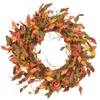 Fleurs décoratives Automne Guirlande Extérieure 50cm Artificielle Automne / Automne Couronnes Pour Porte D'entrée Feuilles Baies Pommes De Pin Thanksgiving Mariage