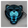 Party Masks Partys LED Sound Control Mask Bar Atmosphere Props Halloween Glow Cold Light Masquerade Portable Flexible med många styl DHUD2