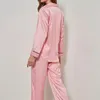 Women's Sleepwear Fashion Pajamas For Women Striped Satin Silk Home Clothes Ladies Night Wear Outfits 2023
