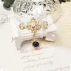 Brooches Retro Baroque Cross Openwork Pearl Brooch Pin Exquisite Sapphire Pendant Coat Collar Corsage For Women Wholesale