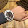 Designer ri mlies orologi di lusso orologio vino barrel per leisure busin ess 50 03 mugnaio meccanico automatico in fibra di carbonio a nastro bianco orologio da polso orologio gmt reloj di alta qualità