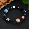 Strand Fashion Oeil de Tigre Pierre Naturelle Planètes Bracelet Hommes Univers Galaxy Système Solaire Bracelets Pour Femmes Chakra Bijoux Cadeaux