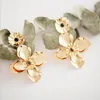 Stud Earrings Amaiyllis Large Metal Flower For Women Chic Layer Petals Statement Alloy Pendant Brincos