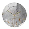 Orologi da parete Acrilico Grigio Marmo Giallo Modello Adesivo Orologio Ago in metallo Meccanismo silenzioso Soggiorno moderno Decorazione della casa