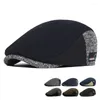 Berets Männer Sboy Hüte Dicke Herbst Winter Vintage Fischgräten Octagon Cap Lässig Gestrickte Gatsby Flache Hut Farbabstimmung