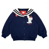 Clothing Sets Girls Tops Pants 2023 Autumn Winter Printed Dogs Navy Blue Sailor Collar Cute For Clothes