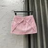 Kjolar korsar hög midja flicka denim kjol kvinnokläder 2023 sommarrosa pantskirt sexiga mini jeans damer