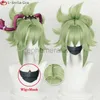 Anime kostiumy Kuki Shinobu Cosplay Peruka Genshin Impact Light Green 33 cm krótki z grzywką