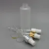 120 ml leere Frostglas-Sprühflasche mit feinem Nebel, 111 ml, nachfüllbarer runder Creme-Pumpspender aus Glas, Gold-Silber-Kragen mit Aluminium-Sprüher Dmjw