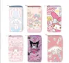 Fashion Kawaii Pink Purple Kuromi Melody Purse Big Capacity Card Holder Zipper Bag Accessories Mix styles PU