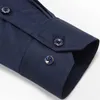 Men's Dress Shirts High Stretch Fashion Solid Plain Black Vetements Men Button Down Smart Casual Dress Long Sleeve Shirt P230427