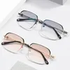 선글라스 Vazrobe Rimless 남자 안경 프레임 수컷 안경 프레임리스 트리밍 틴트 그라디언트 블루 회색 갈색 처방전 스펙터클