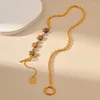 Pendant Necklaces ALLME Dainty 18K Real Gold Plated Brass Irregular Natural Stone Strand OT Clasp Choker For Women Jewellery