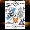 Tattoos Colored Drawing Stickers Wolf Triangle Fox Temporary Tattoos For Children Men Fake Elk Flower Tattoo Body Arm Hands Mountain Tatoo Feather Geometric WaveL2