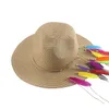 女性のための帽子ビーチハット麦わら帽子夏の太陽の帽子ソリッドフェザーカジュアルバケツハットパナマジャズマン帽子新しい