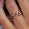 Wedding Rings Fancy Jewelry Flower Ring for Women Rose Gold Color Finger Accessories for Daily Life Low-key Aesthetic Wedding Band Gift R231127