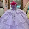 Princesslilac Quinceanera Dresses 2023 Cap Sleeve Severiques Lace Up Ball Gown Sweet 16 Dress Vestidos de 15 Anos Prom Party Party 322