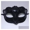 Party Masks Women Girls Y Black Lace Edge Venetian Masquerade Hallowmas Mask med Shining Glitter Dance Drop Delivery Home Garden Fe Dhzen