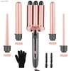 Encrespadores de cabelo Alisadores 5 em 1 Conjuntos de varinhas de ondulação com 3 barris de cabelo Waver Dual Voltage Aquecimento instantâneo Ajuste de temperatura Ferro de crimpagem de cabelo para mulheresL231128