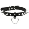 Choker Diezi Hip Hop Heart Star Rivet Circle Ball Tassel Chain Necklace Torques Gothic Pu Leather Women Sexy Smycken