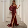 JEHETH Sexy One Shoulder Side Slit Sequins Mermaid Evening Dresses for Women Party Sweetheaert Backless Gowns robes