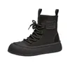 Boots Boys And Girls' Short 2023 Autumn Black White PU Side Zipper Fashion High Top Casual Shoes Children's Single Shoe