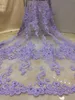 Fabric 10 colors (5yards/pc) embroidered lilac color African French net lace fabric with beads and sequins for party dress FZX059