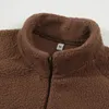 남성용 후드 Polar Fleece 스타일 플러스 벨벳 두꺼운 스탠드 칼라 모방 Sherpa 스웨트 셔츠 가디건 2023 겨울 남성과 여성