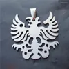 Anhänger Halsketten Albanischer Adler Halskette Edelstahl mit schwarzer Kordel und O-Kette Unisex Modeschmuck Männer Frauen Geschenk