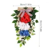 Decorative Flowers 4th Of July Wreaths For Front Door Patriotic Americana Wreath Welcome Sign Independence Day Home Porch Farmhouse