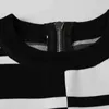 Vestidos casuales básicos Diseñador de lujo Nuevo Mini vestido de punto jacquard con simetría geométrica irregular Mangas largas y falda cruzada en la cadera 4LAW